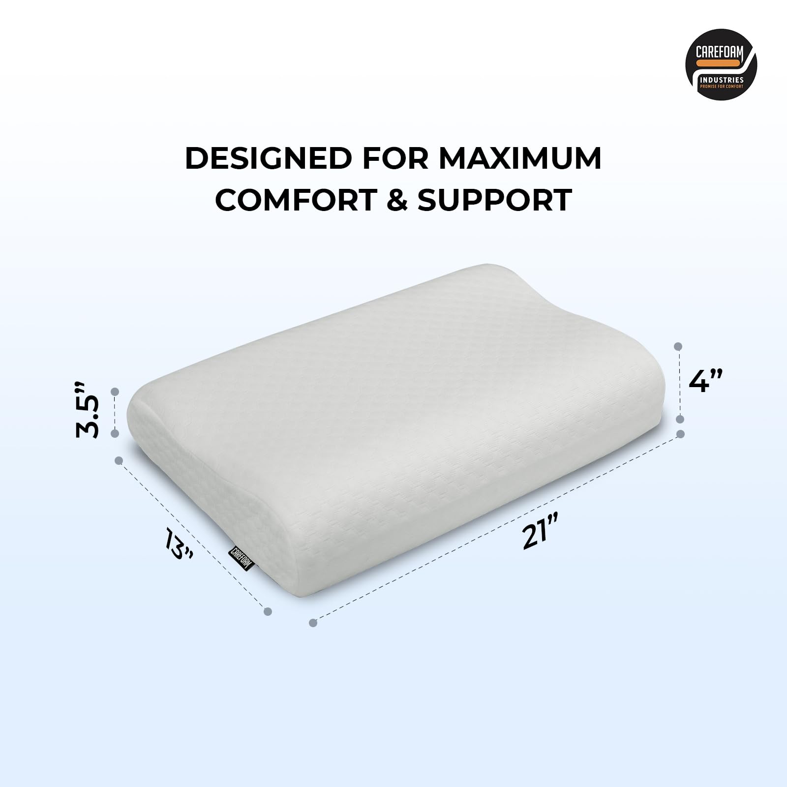 CareFoam Orthopaedic Memory Foam Sleeping Bed Pillow Small Size Neck & Back Support (Queen Size with Inner Cover 16 x 24 x 4 Inch) (Royal White, King_P2) 2