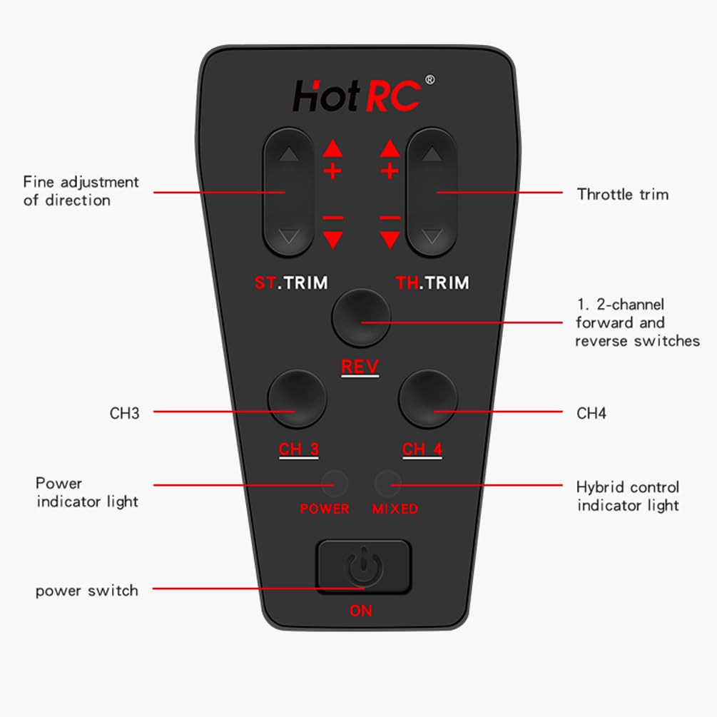 havcybin HOTRC CT-4A 4CH RC Receiver and Transmitter 2.4ghz Remote Controller for RC Car Boat Tanks (CT-4A-orange) 6