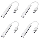 BudgetBundles US 2-4 Pcs USB 3.0 4 Port Hub Splitter Slim Sleek Aluminum PC Mac Laptop Desktop (4 Pack) 4