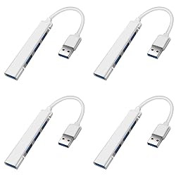 BudgetBundles US 2-4 Pcs USB 3.0 4 Port Hub Splitter Slim Sleek Aluminum PC Mac Laptop Desktop (4 Pack) 3