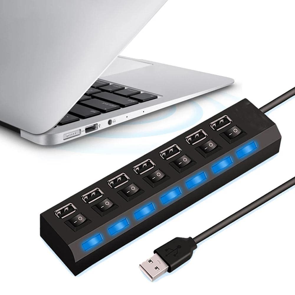 NARFIRE Home Office Black 7-Hole USB Multi Function with Independent Button 4