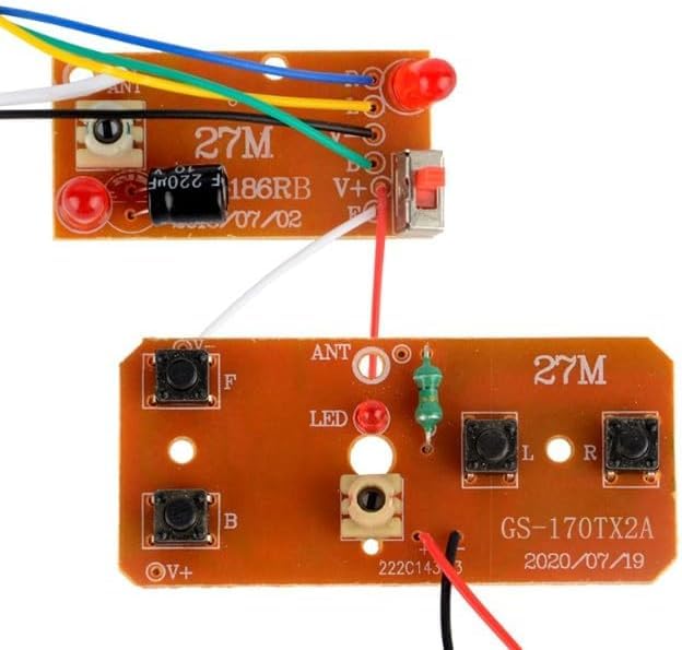 YuanHolumid 2Pcs 27mhz Four-Way Remote Control Board Two-Way RC Transmitter and Receiver Car Robot Model Accessories for DIY Projects (Four-Way Remote Control Remote and App Controlled Vehicles 1