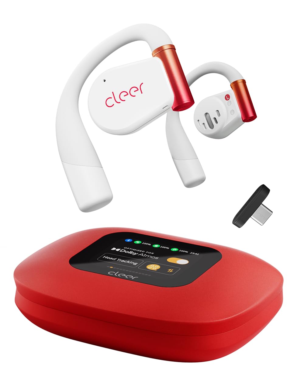 Cleer ARC 3 Gaming Earbuds - True Wireless Open Ear Headphones,Ultra-Low Latency,Snapdragon & Dolby Sound, Bluetooth 5.4, USB-C Dongle,50Hr Battery, Compatible with PS4, PS5, PC, Quest, Switch, White 1