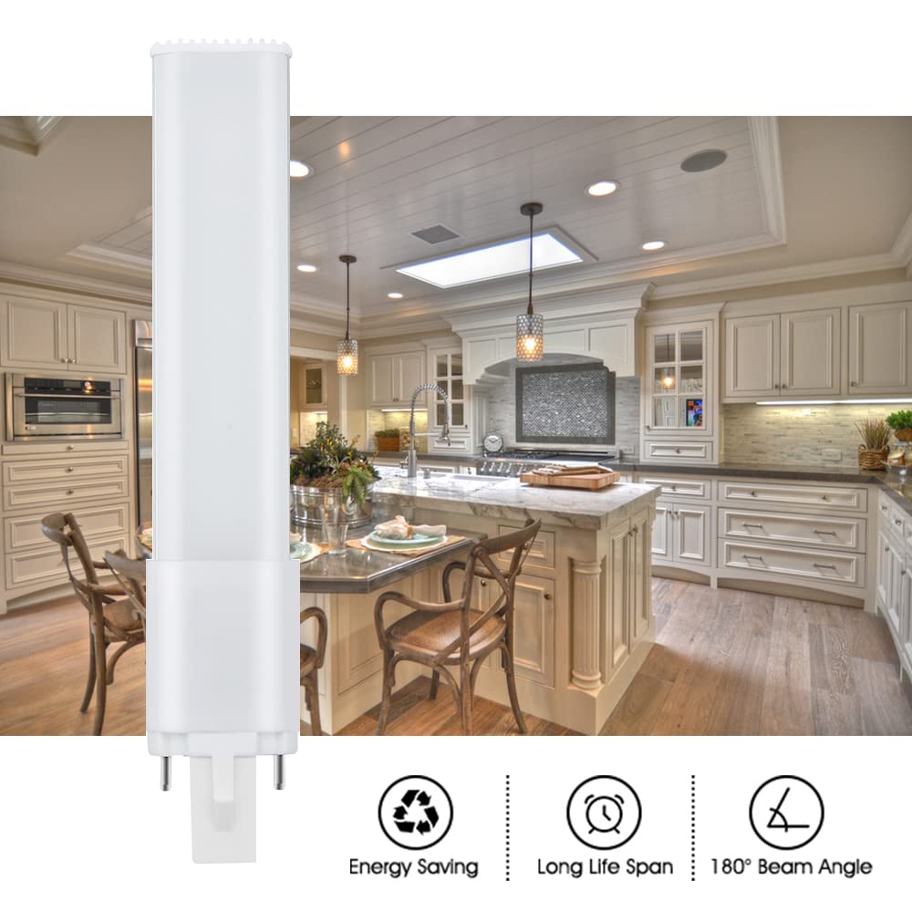 Bonlux 2-Pack 6W G23 2-Pin LED PL-S Lamp Warm White 13W CFL Equivalent, 180 Degree Beam Angle LED PL Horizontal Recessed G23 Bulb for Compact Fluorescent Lamp Replacement (Remove/Bypass The Ballast) 3