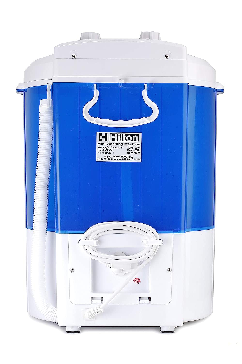 Hilton 3 kg Single-Tub Washing Machine with Spin Dryer Portable Single Tub Washer - The Laundry Alternative Portable Clothes Washer Travel Washing Machine With Spin Dryer. (Canna Maroon) 3