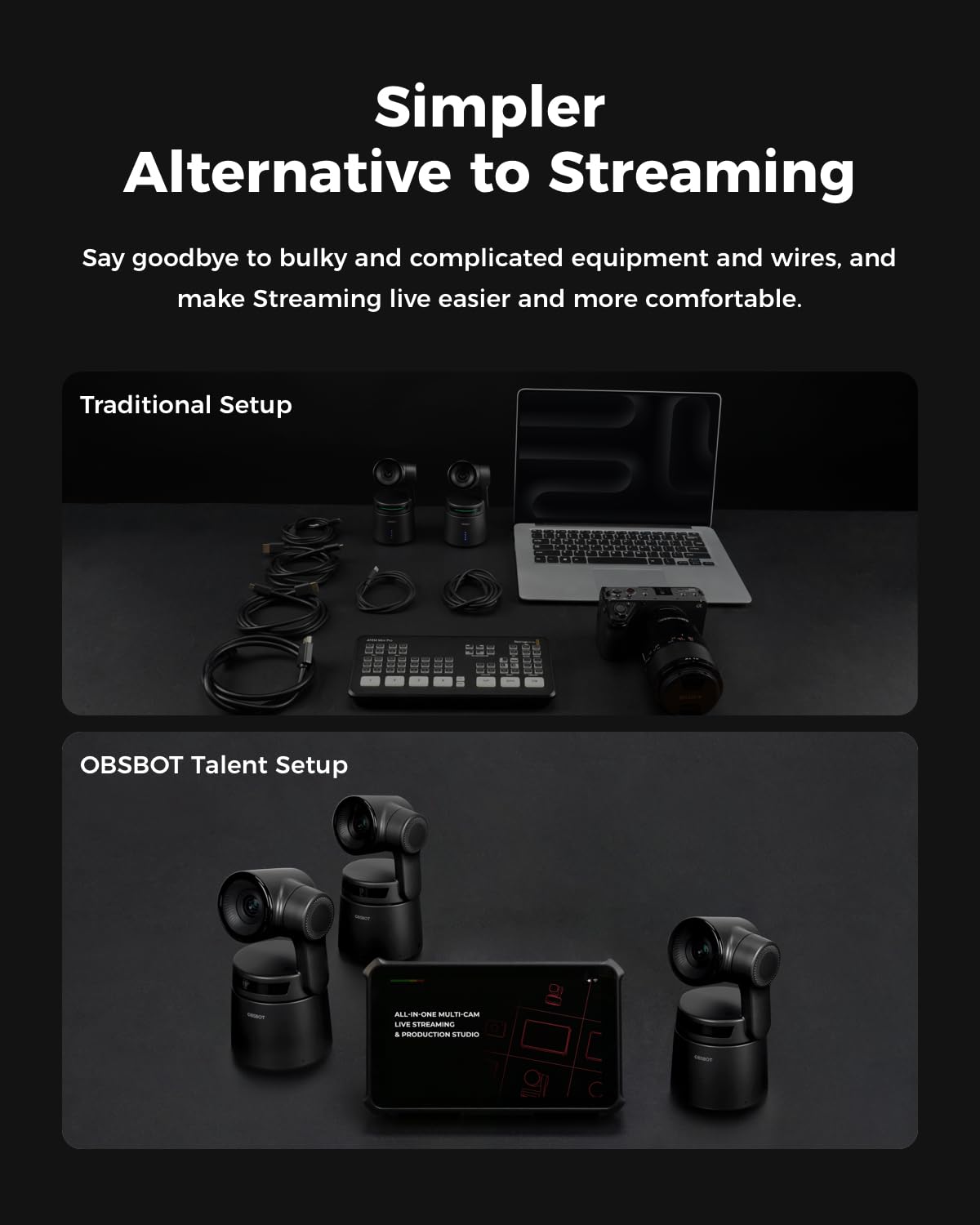 OBSBOT Tiny 2 Lite Multi-Cam Combo with Talent, AI Tracking PTZ Streaming Camera, Live Streaming to NDI/RTMP/SRT/YouTube and Others Platforms via Wi-Fi, 4G LTE, Ethernet, USB Port. 6