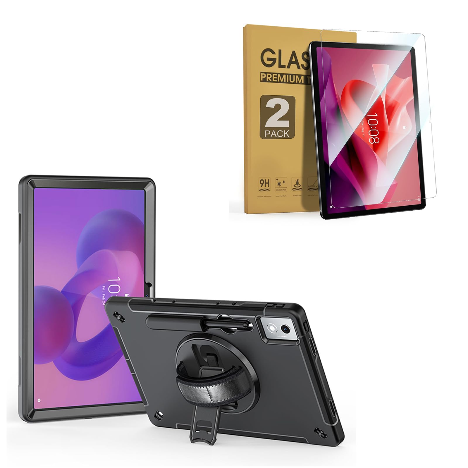 Bundle-Lenovo Idea Tab Pro Carrying Case with 2 Packs Anti Blue Light Tempered Glass Screen Protector 1