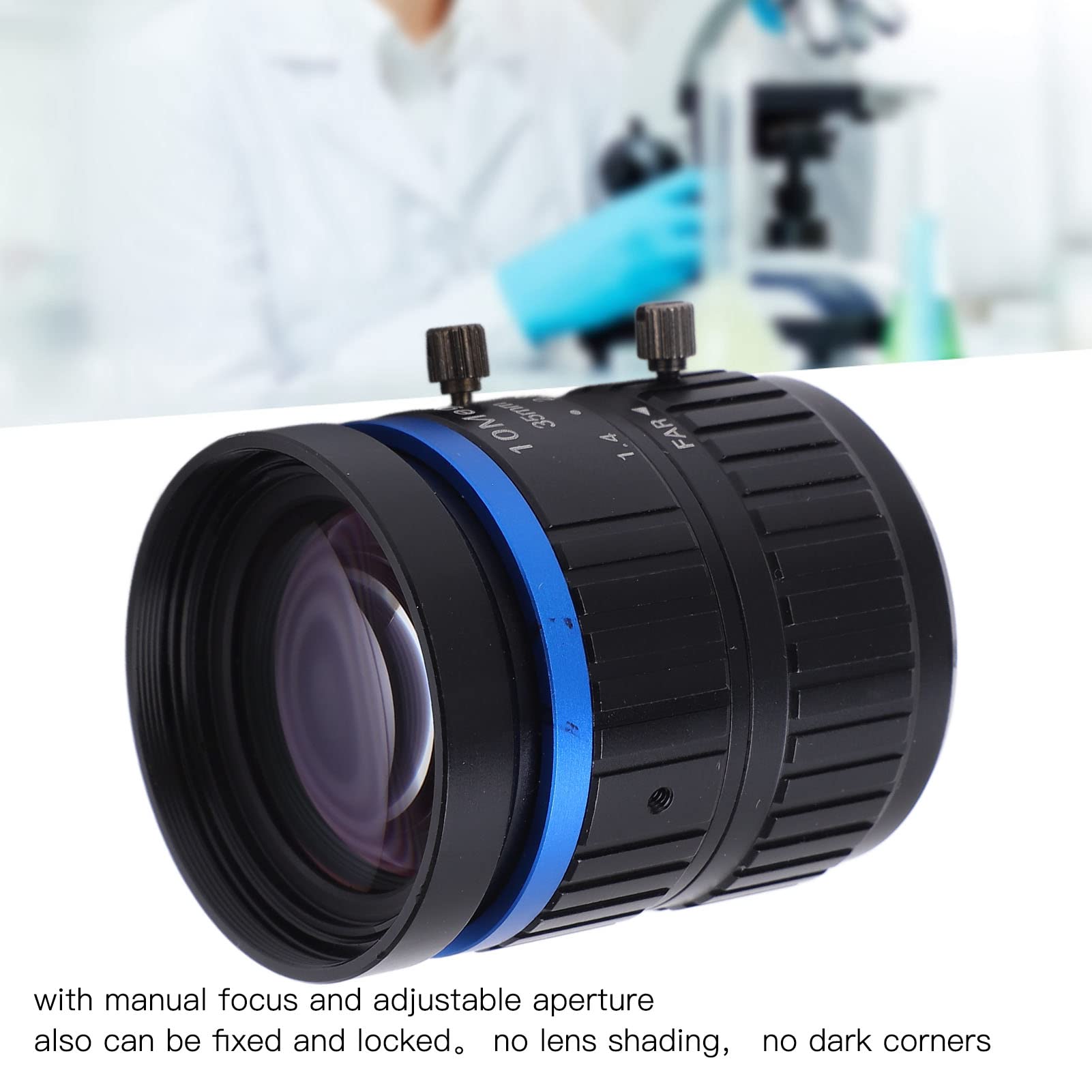10MP C Mount Lens, 35mm Length, Manual Iris Lens, Not Easy Distortion, Pictures for Industrial Camera, Manual Focus and Adjustable Aperture, Easy Installation 3