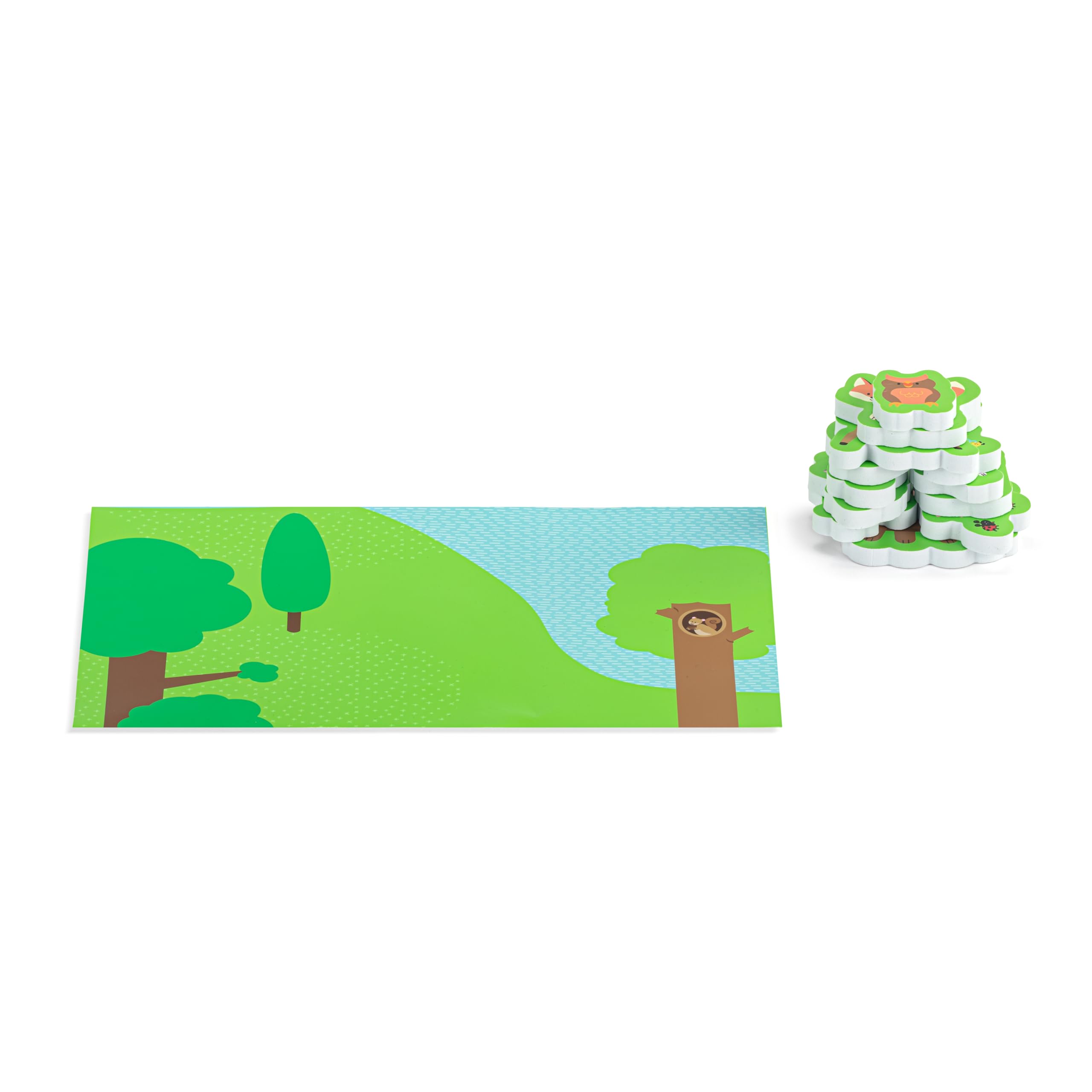 DEMDACO Love to Play 12.5 x 8 Inch Bathtub Toy Playset with Hanging Mesh Bag Organizer, Green, Forest Friends 4