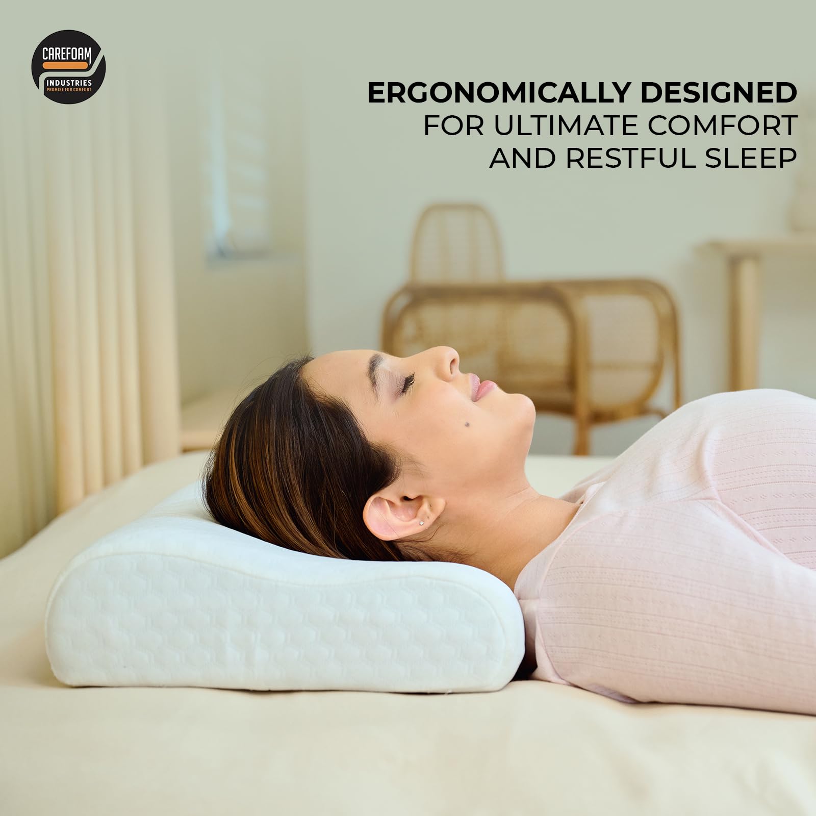 CareFoam Orthopaedic Memory Foam Sleeping Bed Pillow Small Size Neck & Back Support (Queen Size with Inner Cover 16 x 24 x 4 Inch) (Royal White, King_P2) 5