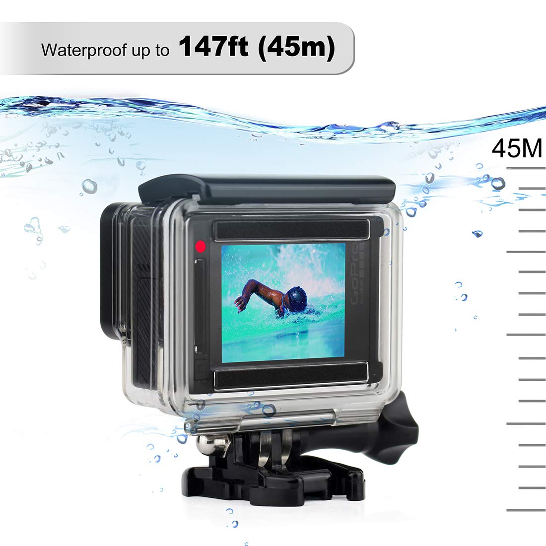 GEPULY Waterproof Housing Case with Frame Mount Protective for GoPro Hero 4, Hero 3+, Hero 3 Black 4