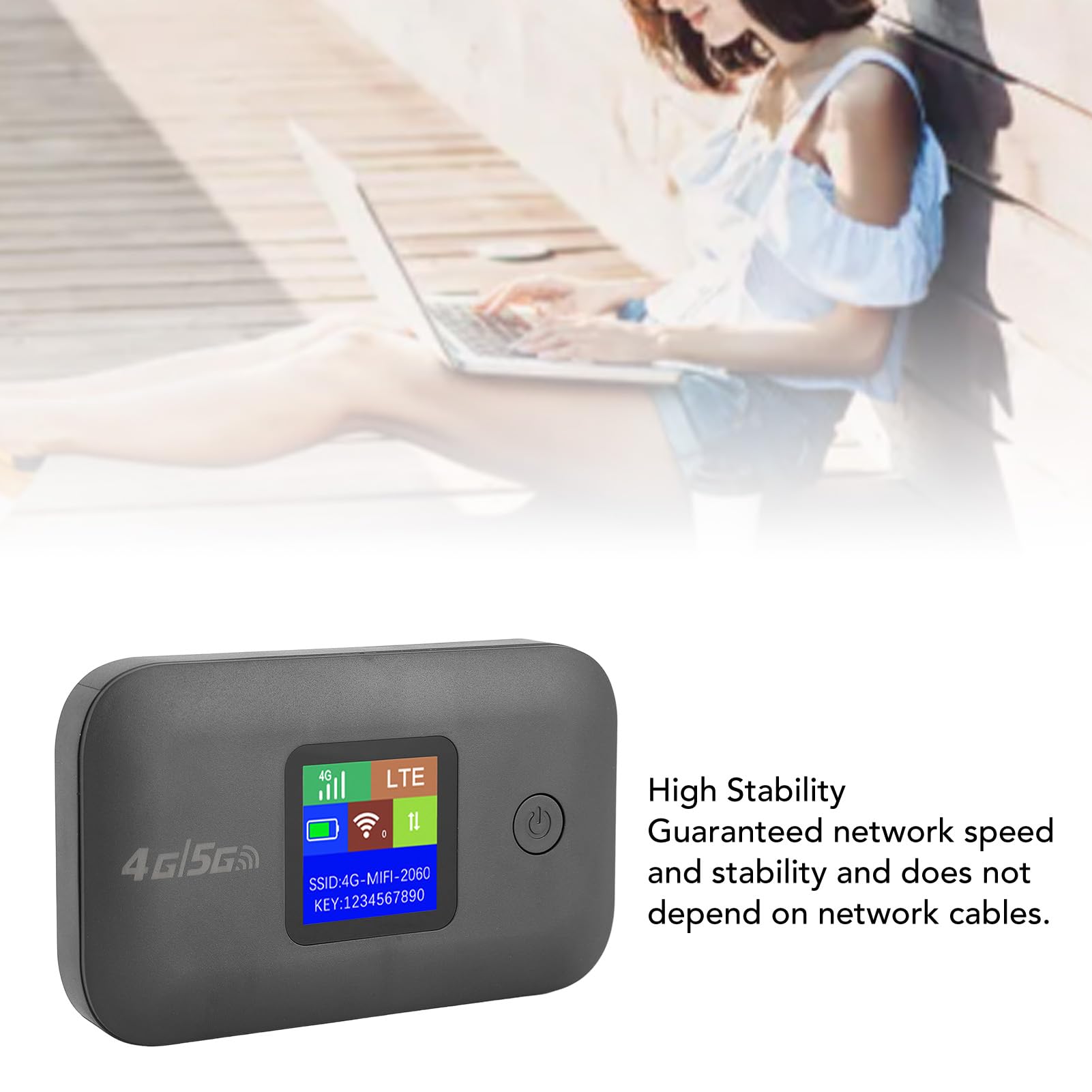 Vikye Portable WiFi Hotspot, 4G LTE 150Mbps Mobile Router with SIM Card Slot, for Travel Supports 8‑10 Devices USB C Power (A8) (European Version) 5
