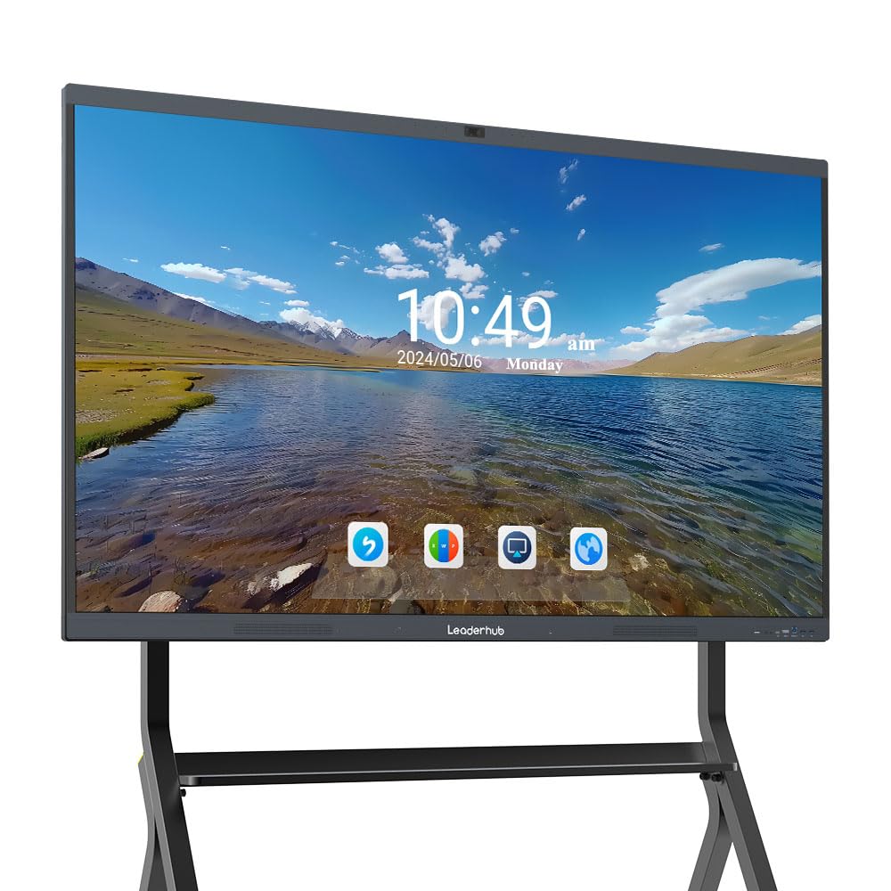 leaderhub [one Set L65HM 65 inch with Stand ] 4K Ultra HD Screen 50MP Camera 8 Mic Conference Displays Touch Screen Digital Board for Classroom Conference ​Meeting Room Smart Board 3