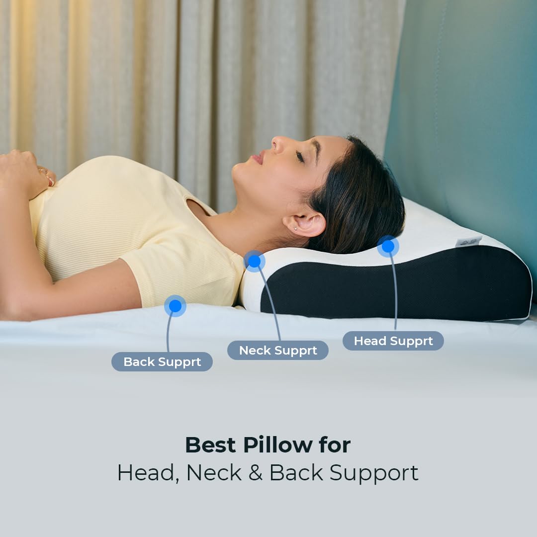 CareFoam Orthopaedic Memory Foam Sleeping Bed Pillow Small Size Neck & Back Support (Queen Size with Inner Cover 16 x 24 x 4 Inch) (Royal White, King_P2) 4