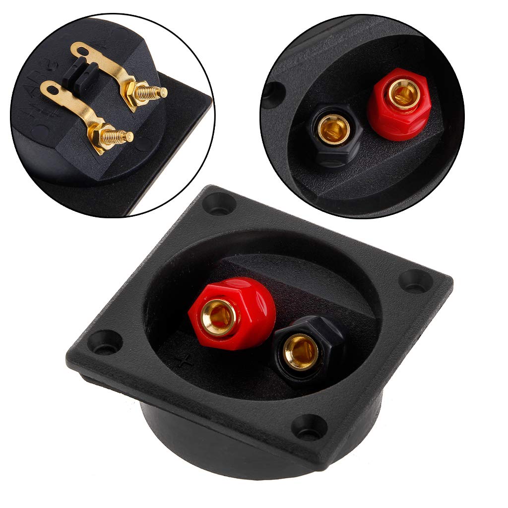 Pinhaijing Square Shape Double Binding Post Speaker Box Terminal Cup Black and Red 3