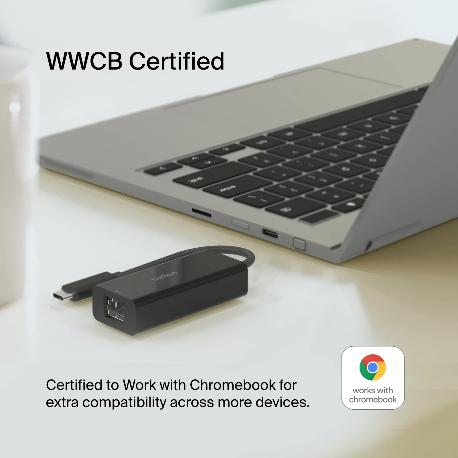 Belkin USB Type C to 2.5 Gb Ethernet Adapter, USB-IF Certified Thunderbolt 3 & 4 / USB-C to LAN Network Adapter Compatible with MacBook Pro/Air, iPad Pro, XPS, Surface, and Other USB C Devices 5