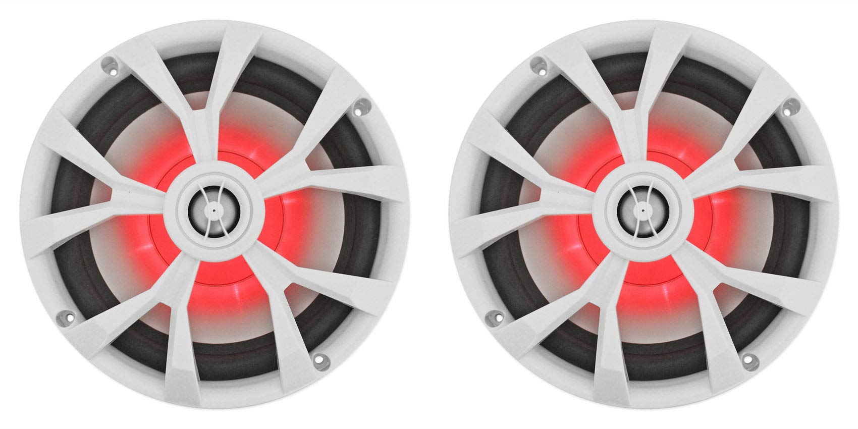 Rockville RKL80MW 900W 8" 2-Way Marine Boat Speakers (2), IP66 Waterproof, LED Lights, High-Fidelity Sound, Perfect for Boats and Outdoor Use 1