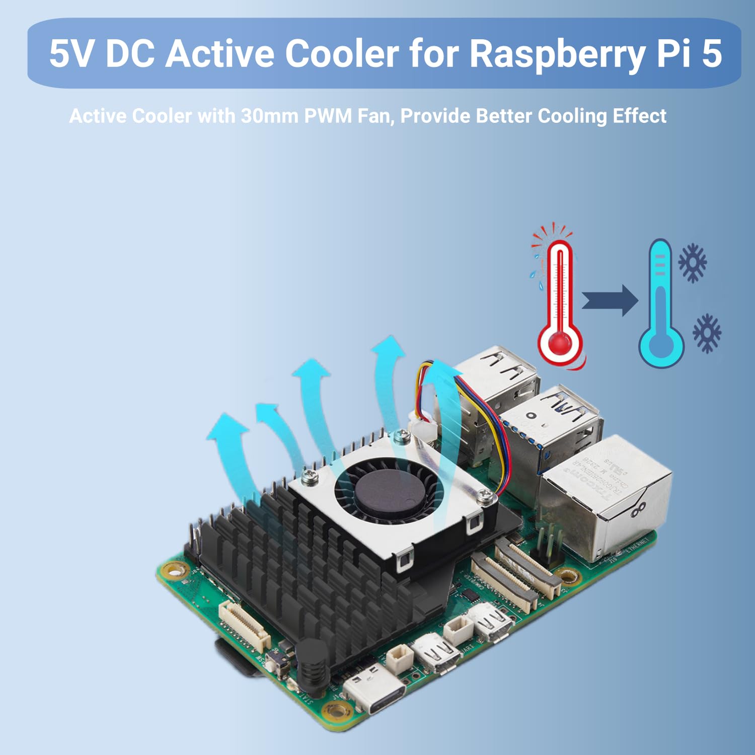 Vemico Raspberry Pi 5 8GB Starter Kit, Pi 5 8GB Single Board, 27W GaN 5.1V 5A Type-C Power Supply & Active Cooler, Ideal for AI, IoT, Robotics & DIY Projects 5