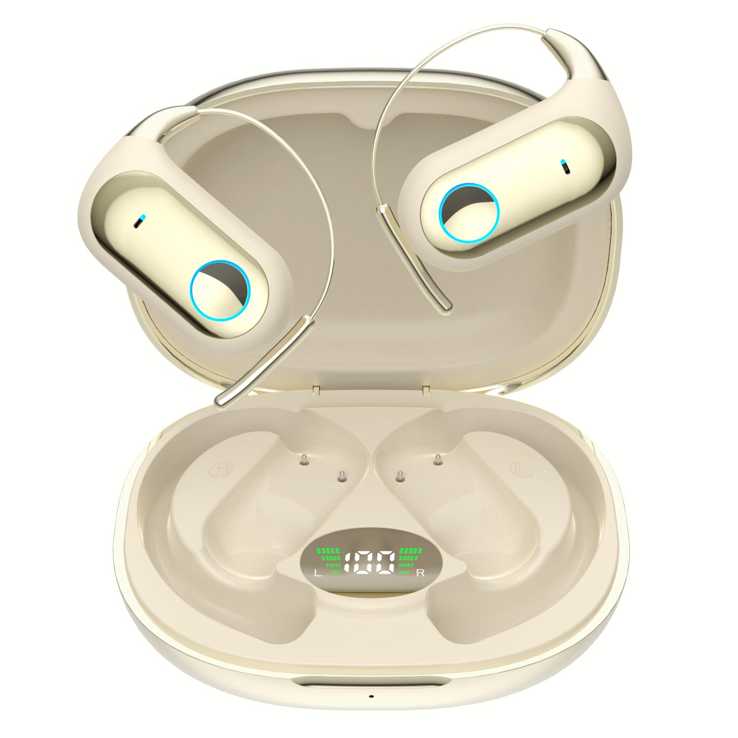 Xmenha Wireless Bluetooth Open Ear Earbuds Over The Ear Open Ear Headphones Bone Air Conduction Earbuds that Don't Go in Your Ear with Over-Ear Hooks Out of Ear Headphones 1