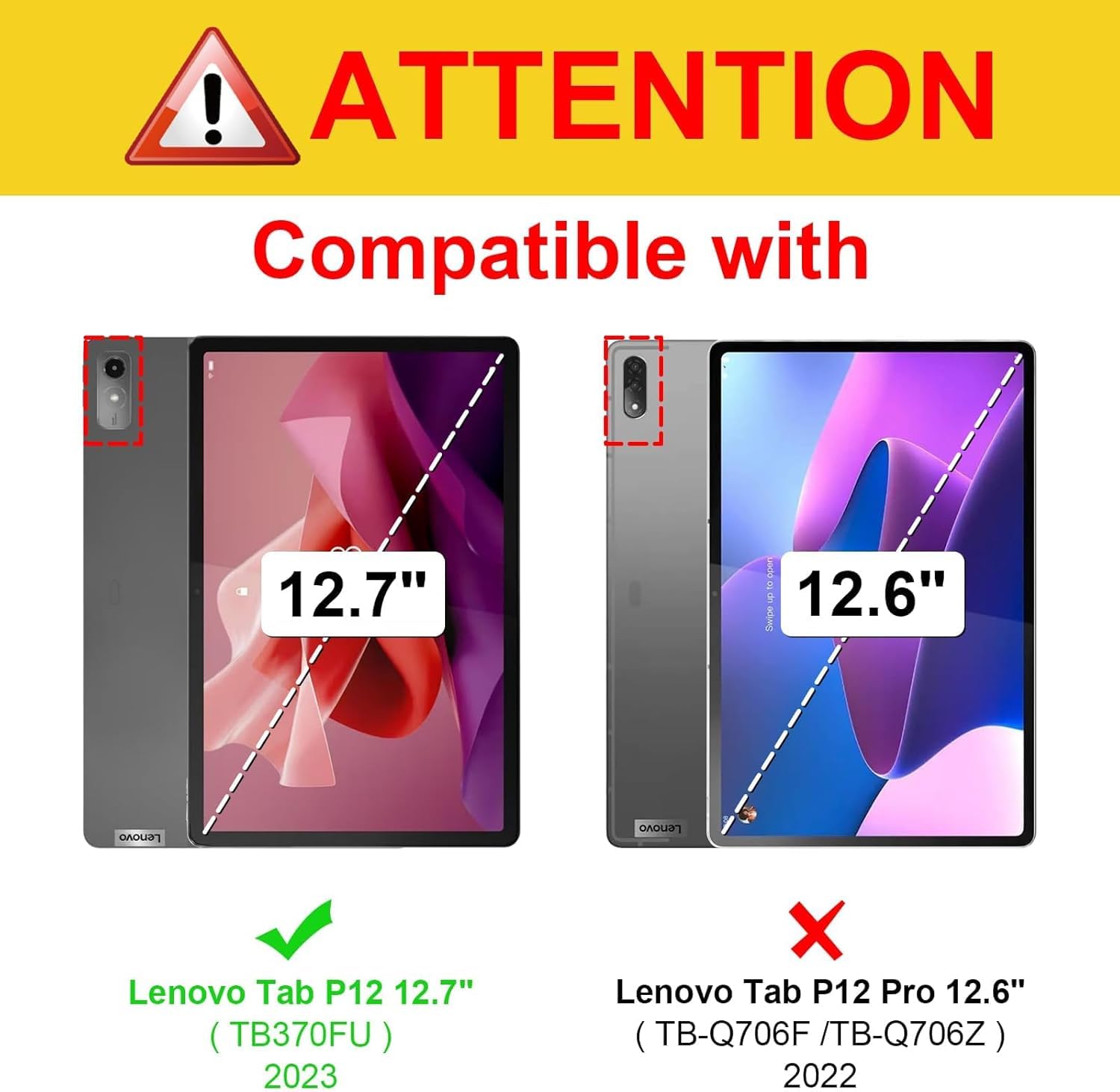 Bundle-Lenovo Tab P12 Carrying Case with 2 Packs Anti Blue Light Tempered Glass Screen Protector 3