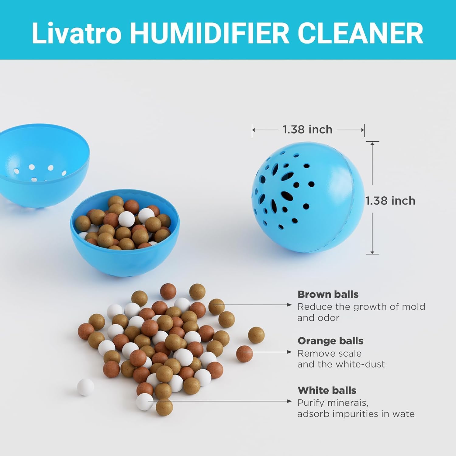 Livatro Humidifier Cleaner – Fight Humidifier Mold and Bacteria with Humidifier Cleaning Ball, Prevents Hard Water Build-Up, Eliminates White Dust, Removes Odor, For All humidifiers, Fish Tank 6
