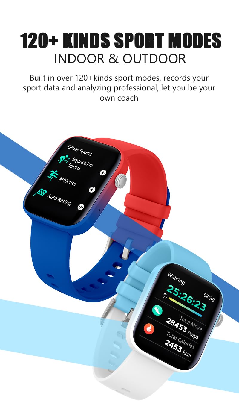 French Connection POP FIT Full Touch Smartwatch with Silicon Band, 1.8'' Large Display, Bluetooth Calling, 120+ Sport Modes, Heart Rate Monitor, Sleep Monitor, Multiple Watch Faces - FCSW02-D 3