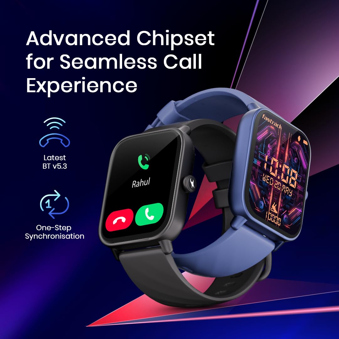 Fastrack Limitless Glide Advanced UltraVU HD Display|BT Calling|Advance Chipset|85+ Sports Modes & Watchfaces|Voice Assistant|24 * 7 Health Suite|IP67 Smartwatch 4