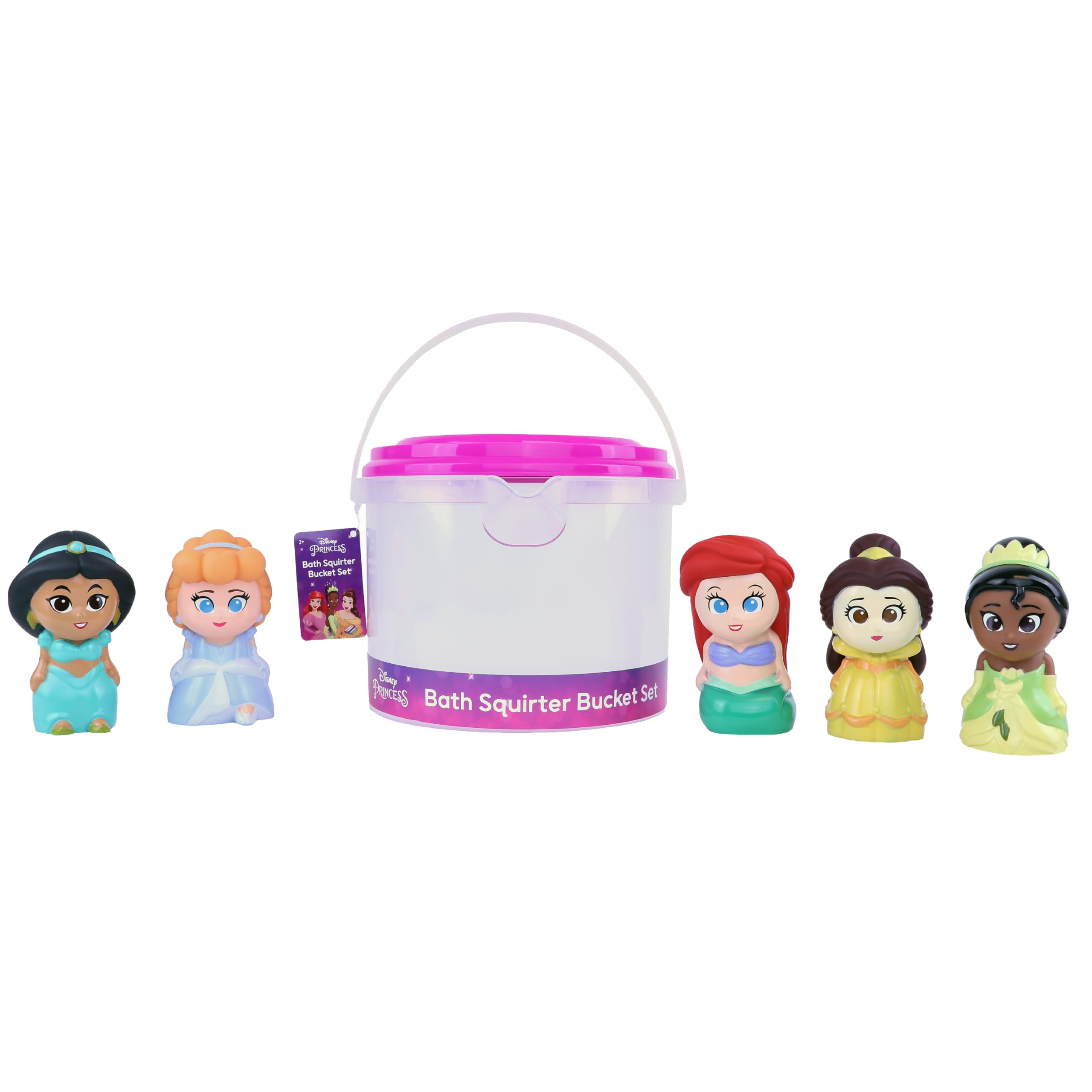 Disney Princess - 5 Piece Bath Squirter Bucket Set -Bath Toys for Baby and Toddlers - Includes Organizer Bucket - Store Bath Time Water Toys 1