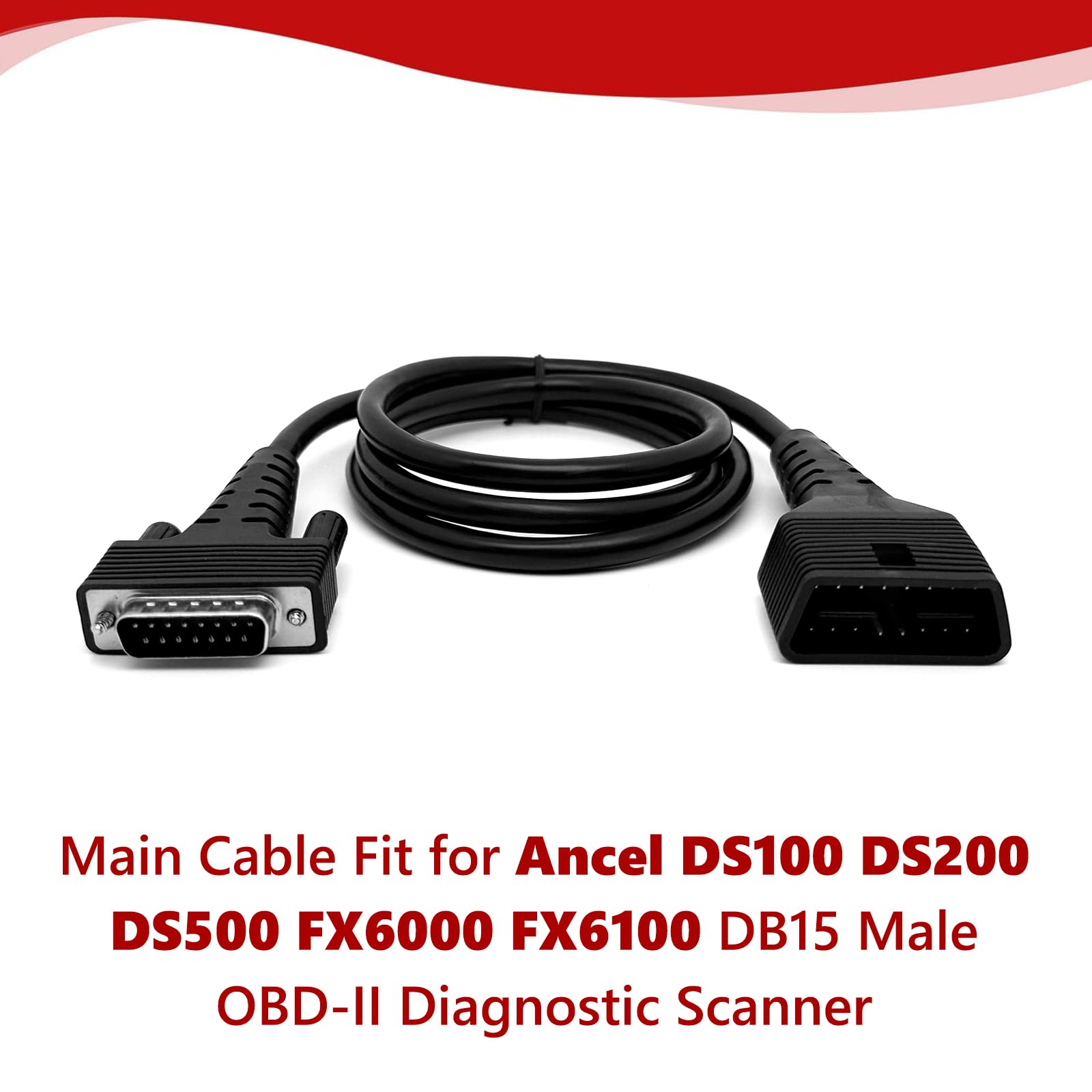 Main Cable Fit for Ancel DS100 DS200 DS500 FX6000 FX6100 DB15 Male OBD2 Diagnostic Scanner 16-PIN Male to 15-PIN Male OBD-II Test Replacement Cable Connector Adapter - 3.9ft/120cm 3