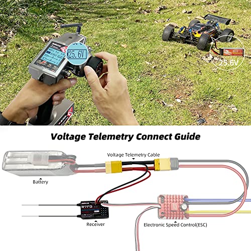 Radiolink RC6GS V3 2.4Ghz 7 Channels RC Transmitter and Receiver R7FG&R4FGM Gyro RX Volt Telemetry Long Range, Surface Radio Controller for RC Car Boat Crawler Truck Buggy Mini Car 4