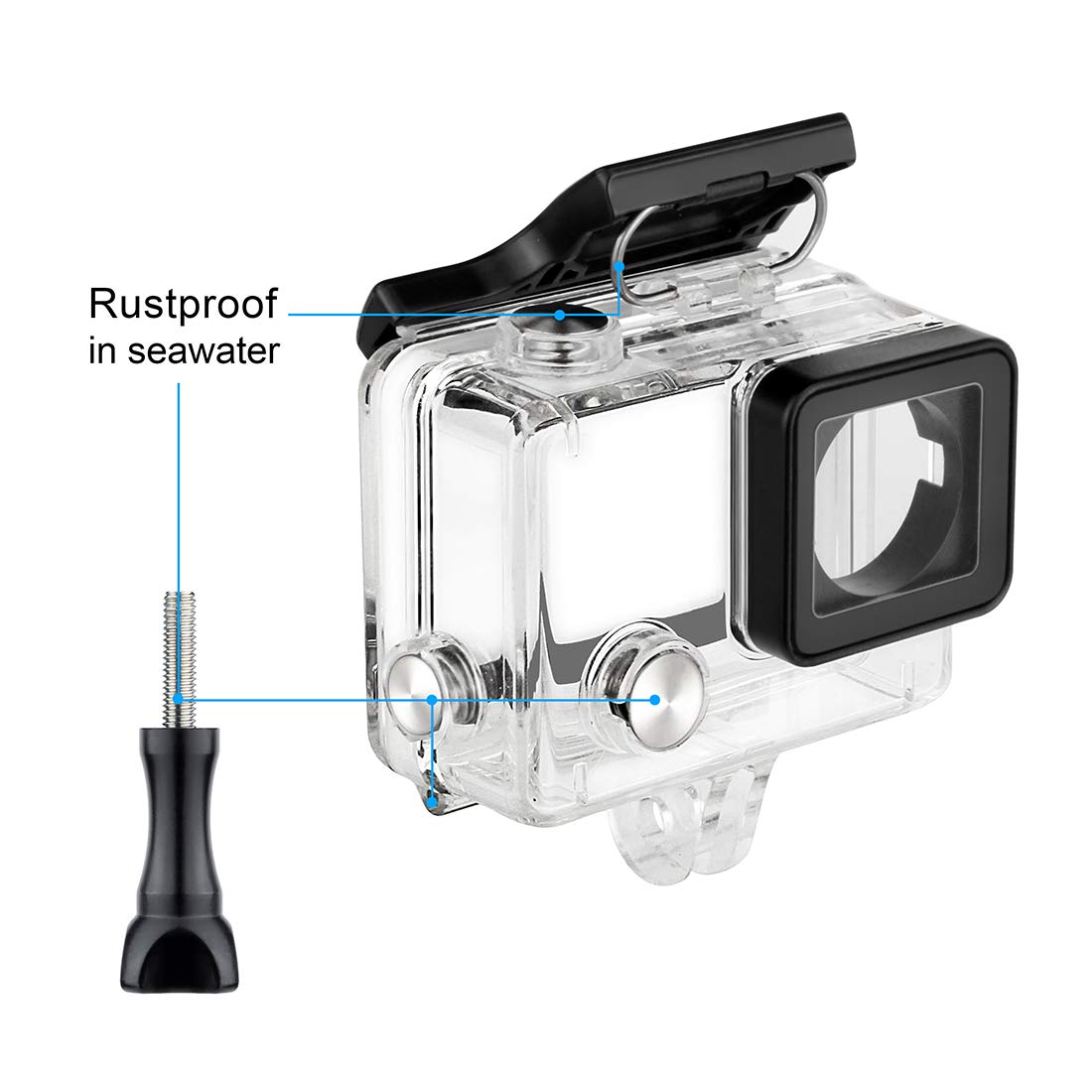 GEPULY Waterproof Housing Case with Frame Mount Protective for GoPro Hero 4, Hero 3+, Hero 3 Black 5