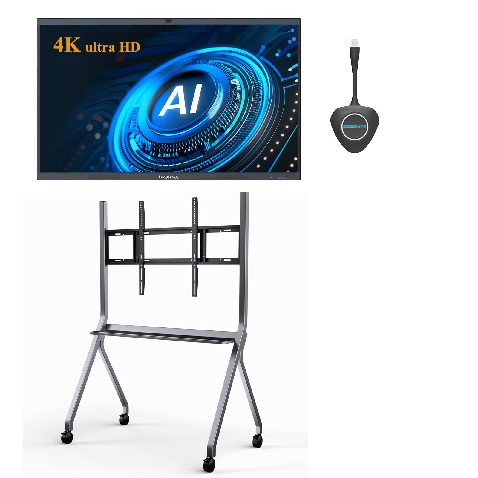 leaderhub [one Set L65HM 65 inch with Stand ] 4K Ultra HD Screen 50MP Camera 8 Mic Conference Displays Touch Screen Digital Board for Classroom Conference ​Meeting Room Smart Board 1