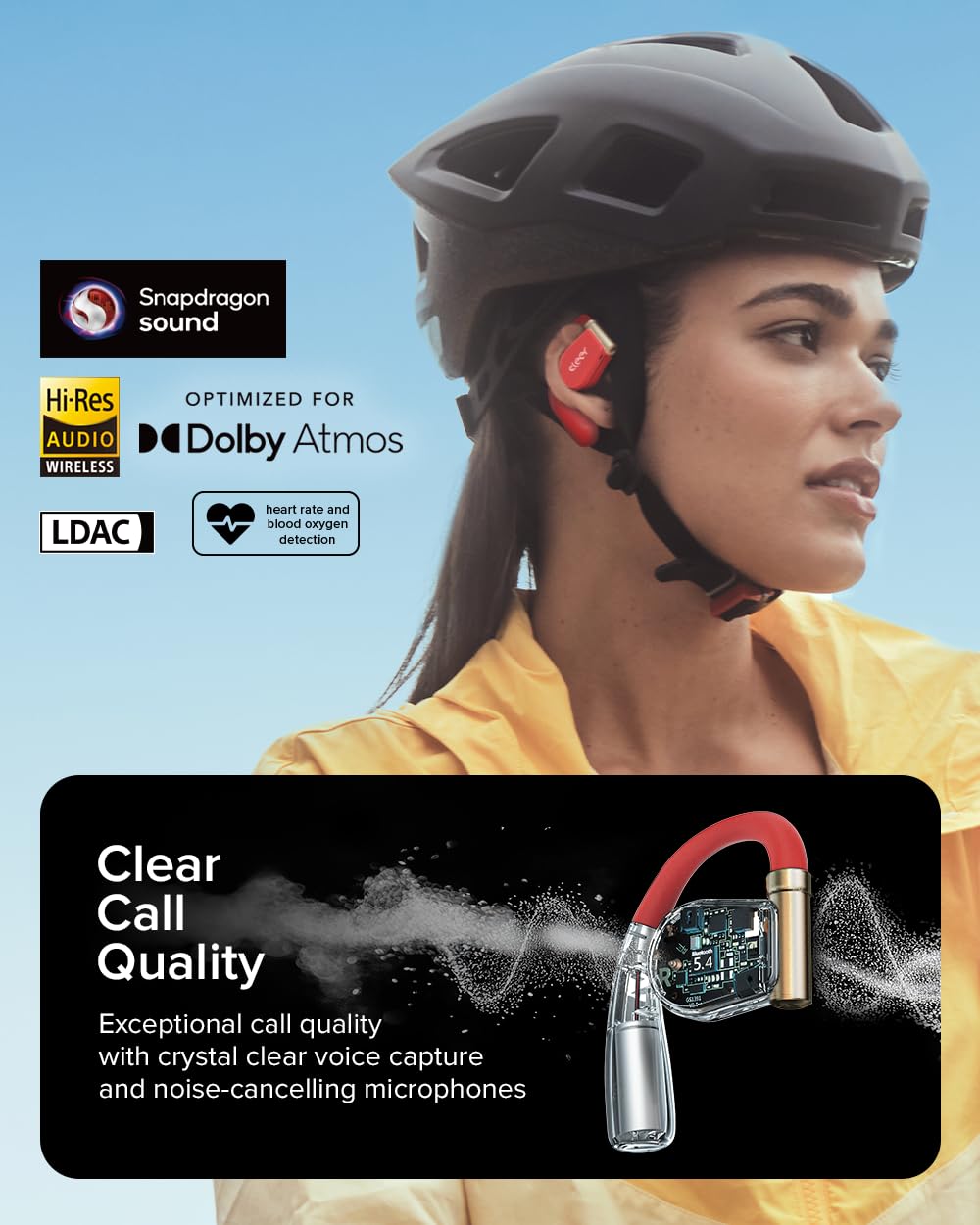 Cleer ARC 3 Sports Pro Open Ear Headphones, Red 2