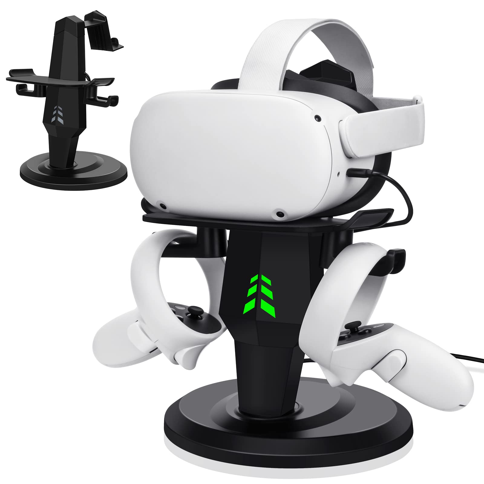 Lampelc Headset Charging Dock, VR Display Stand for Meta/Oculus Quest 2, Controller Grips for Oculus Quest 2, Extended Silicone VR Grips Cover Protector with Battery Opening 3