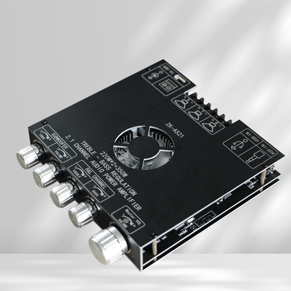 ZK AS21 Compact 2.1 Channel TPA3255 BT Digital Power Amplifier Board Module High and Low Tone Subwoofer Power Amplifier Board 220W 2 350W for Home Theater and Audio Enthusiasts 3