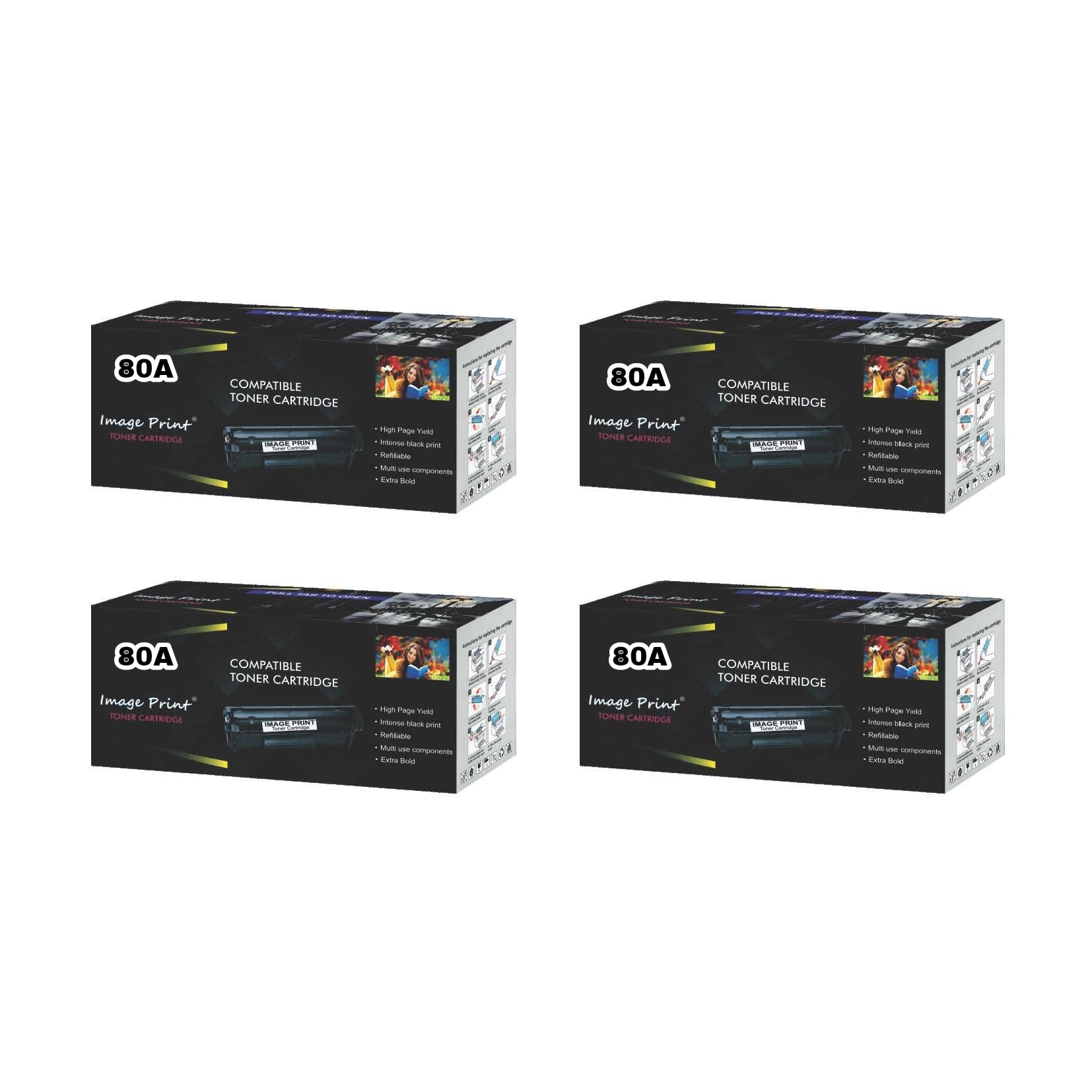 Image Print 80A/CF280A Toner Cartridge Compatible Hp Laserjet Pro 400/ M401/ M401d/ M401dn/ M401dw/ M401n/ M425d/ M425dw (Pack of 4) 1
