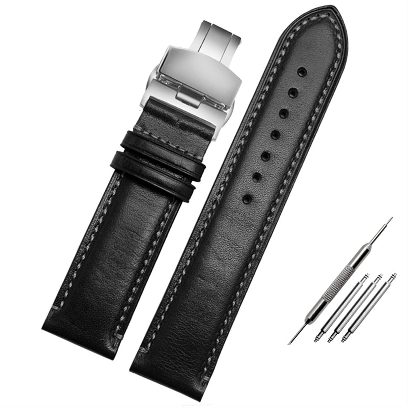 JWTPRO for Substitute Citizen AT8020 JY8078 Wristband Genuine Leather Strap 23mm Blue Watch Band with Folding Buckle Bracelet (Color : Black Folding Clasp, Size : 23mm) 1