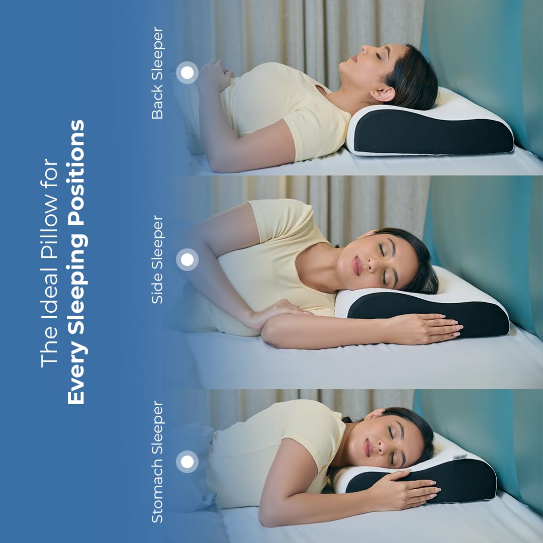 CareFoam Orthopaedic Memory Foam Sleeping Bed Pillow Small Size Neck & Back Support (Queen Size with Inner Cover 16 x 24 x 4 Inch) (Royal White, King_P2) 2