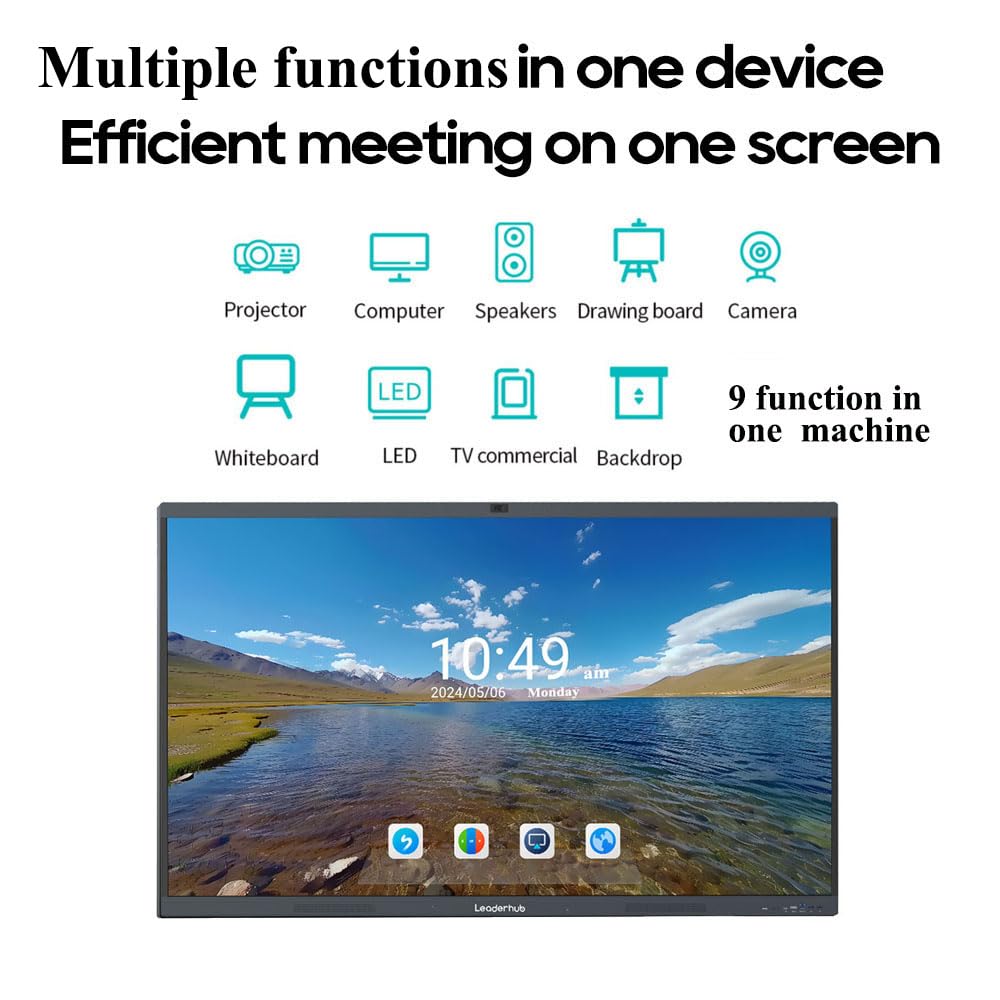 leaderhub [one Set L65HM 65 inch with Stand ] 4K Ultra HD Screen 50MP Camera 8 Mic Conference Displays Touch Screen Digital Board for Classroom Conference ​Meeting Room Smart Board 4