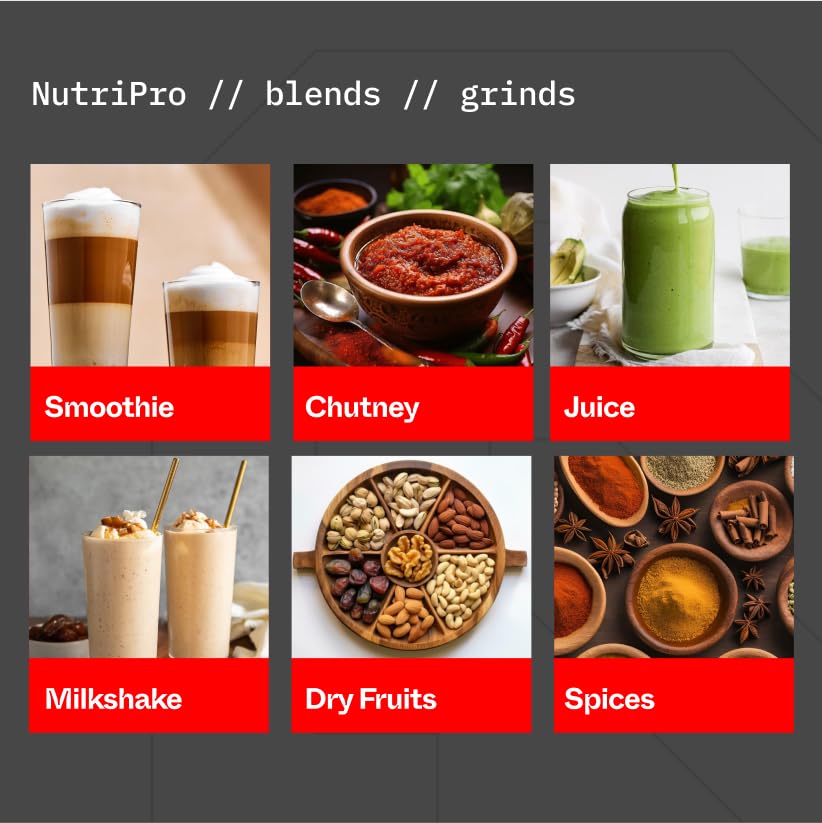 NutriPro Juicer Mixer Grinder - Smoothie Maker - 500 Watts (2 Jars & 1 Blade, Silver) - 2 Year Warranty 4