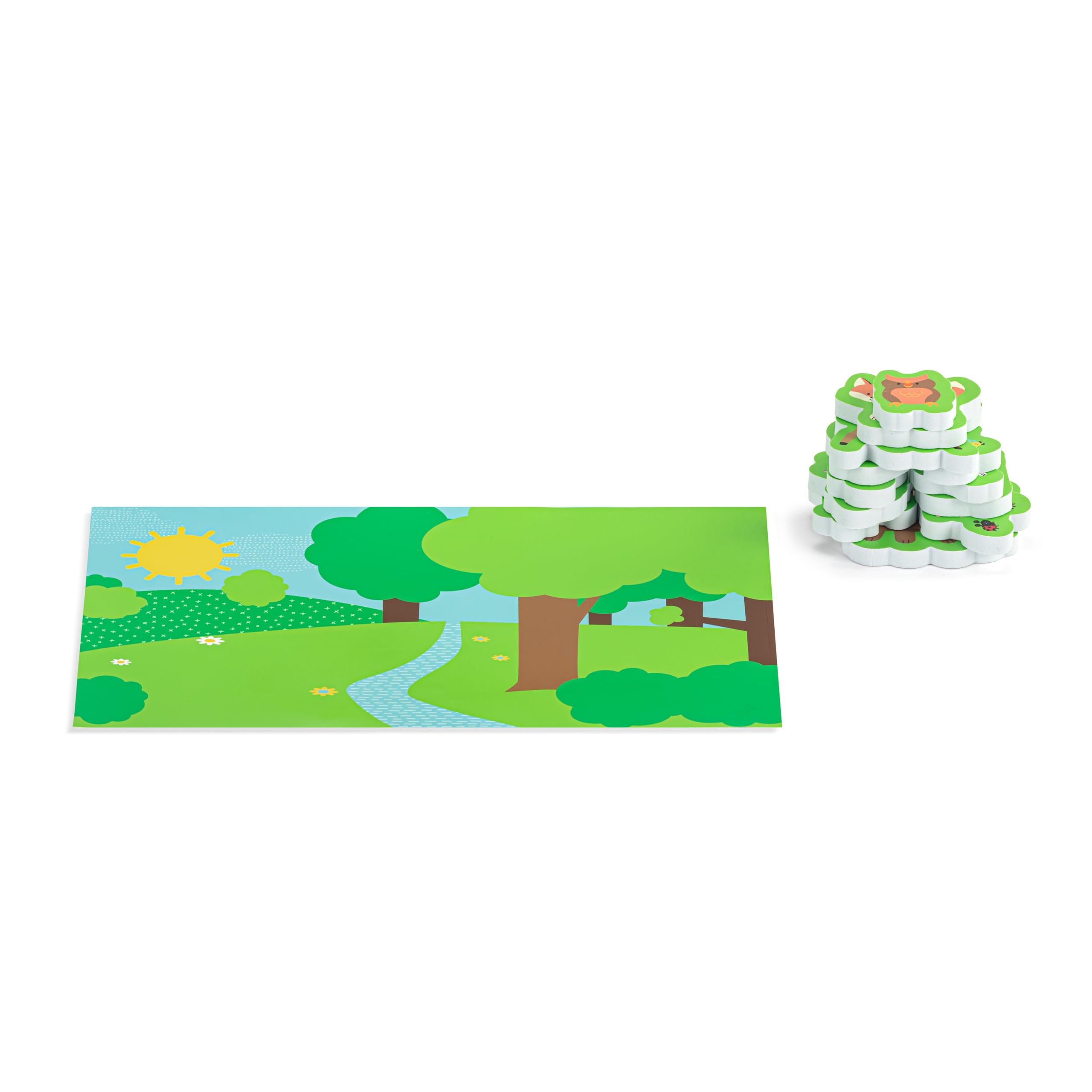 DEMDACO Love to Play 12.5 x 8 Inch Bathtub Toy Playset with Hanging Mesh Bag Organizer, Green, Forest Friends 3