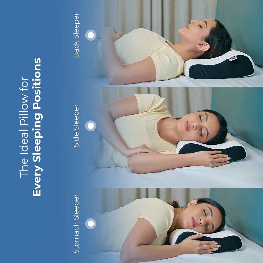 CareFoam Memory Foam Cervical Neck Pillow | 2 Years Warranty | Pain Relief Sleep, Improves Posture Spinal Alignment, Neck Pain Relief | Queen 19 x 11 x 3.5 Inch | White Jacquard Cover | Pack of 2 2