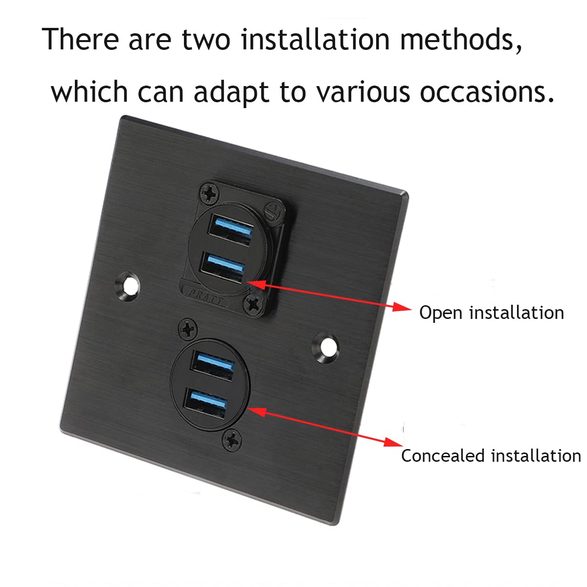 PENGLIN 2PCS Dual Ports USB 3.0 Panel Mount Connector,USB 3.0 Female to Female Coupler D-Type USB Bulkhead Adapter with Waterproof Cap 5