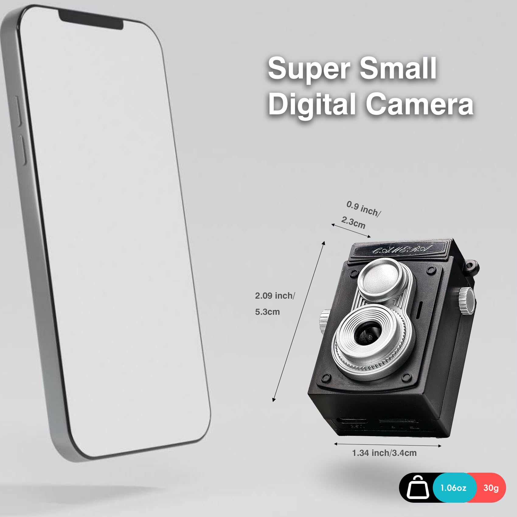 Digital Camera with 1.3 in LCD Screen 1080P 32GB Card Monoreflexes Shaped CMOS Compact Portable Video Recorder Easy to Operate Black 6