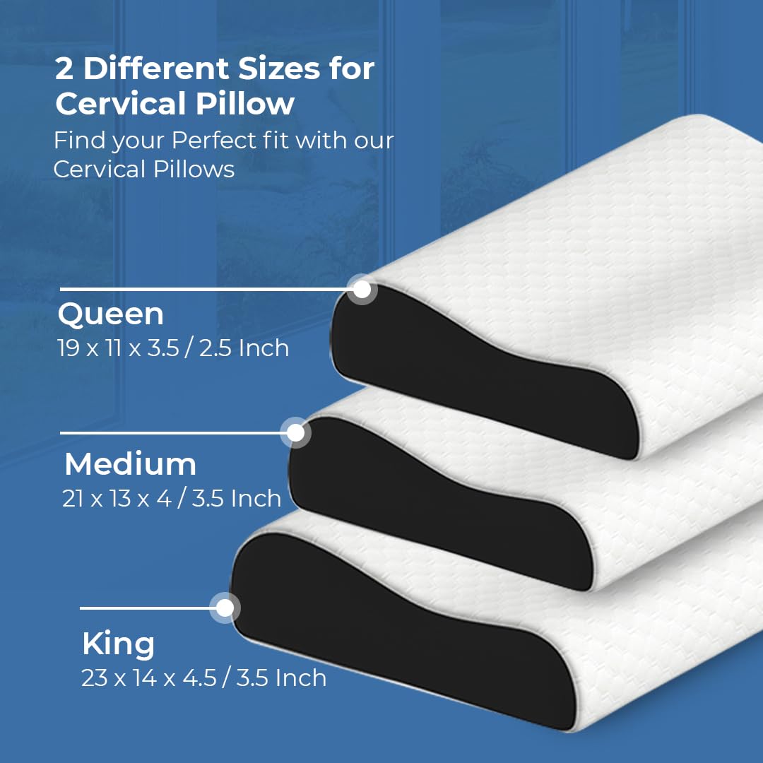 CareFoam Memory Foam Cervical Neck Pillow | 2 Years Warranty | Pain Relief Sleep, Improves Posture Spinal Alignment, Neck Pain Relief | Queen 19 x 11 x 3.5 Inch | White Jacquard Cover | Pack of 2 6
