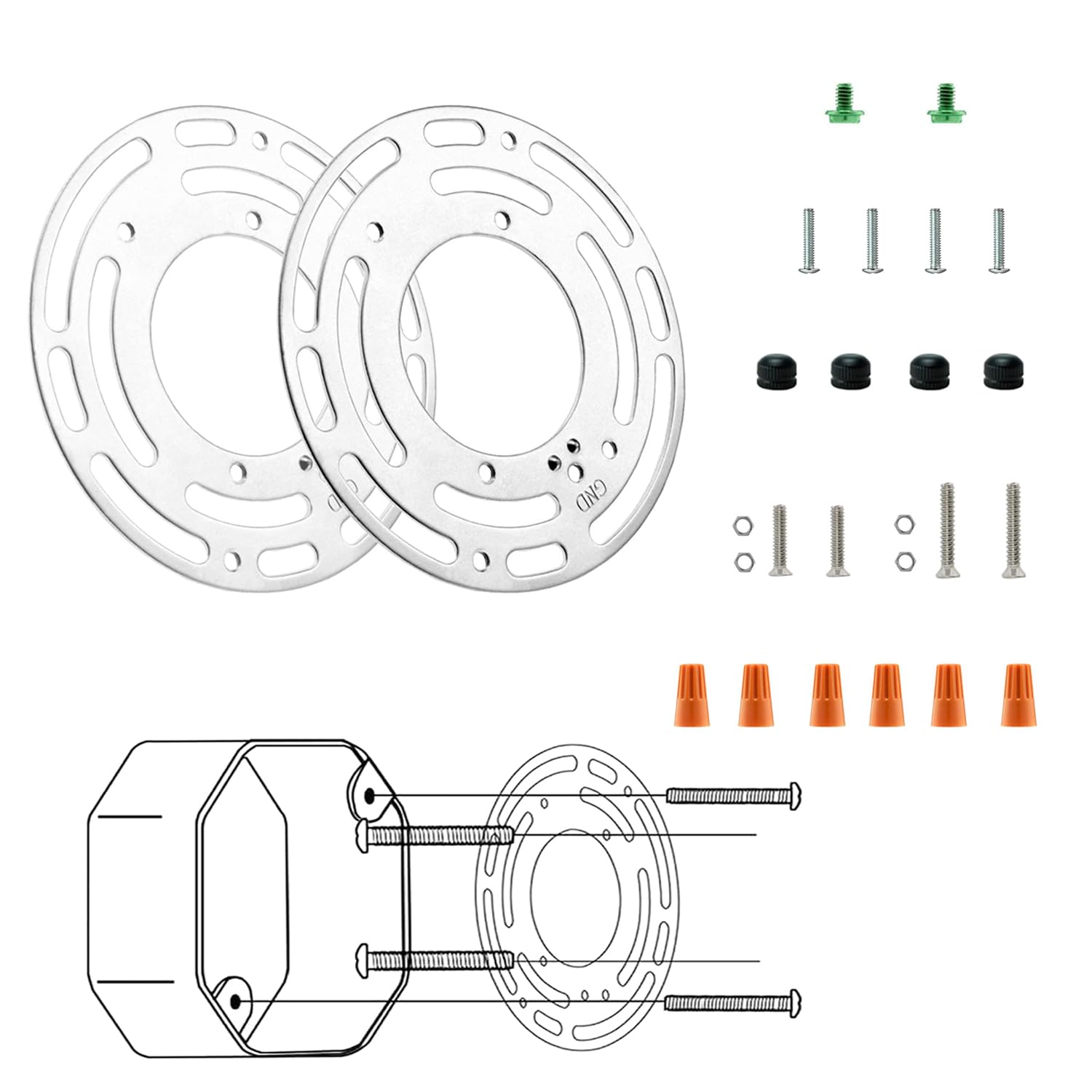 close-to-ceiling-light-fixtures ， Round ,Suitable for: chandeliers，pendant lamps ,ceiling lamps,2-piece Round 4 inches 4