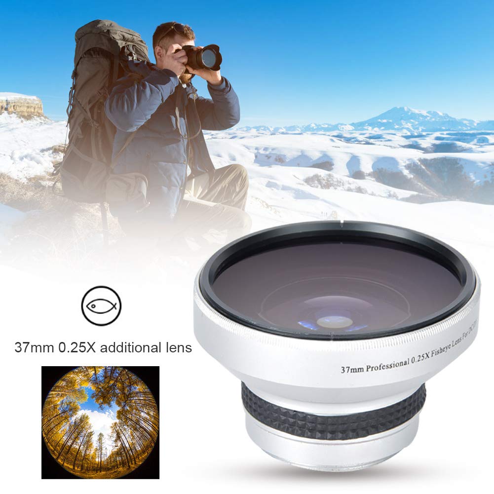 37mm 0.25X Super Fisheye Lens Additional Lens, Fish Eye Lens Phone, Silver Strong Applicability, for Macro Closeup Shooting, for 37mm Caliber Camera Lenses 3
