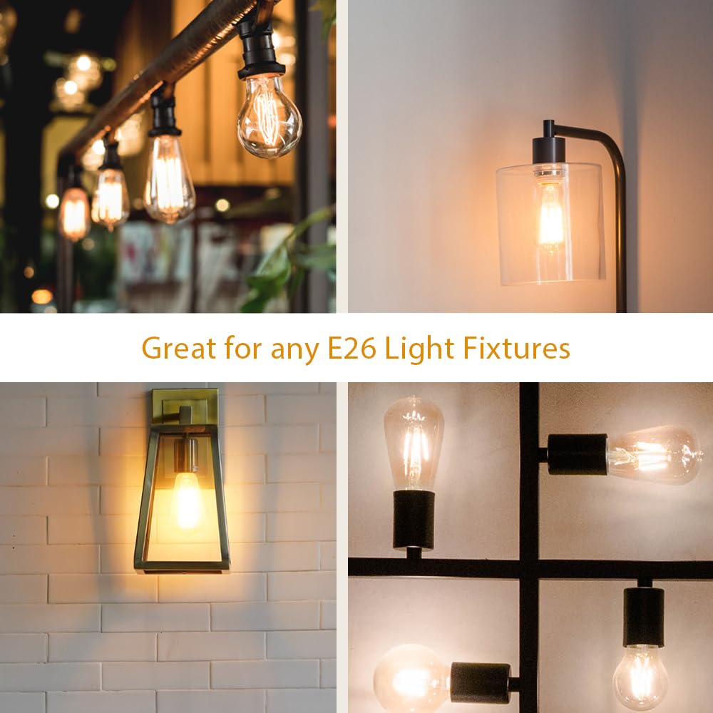 Mavelovs 5W LED Vintage Edison Bulb ST64, E26 Base, 2700K Soft White, 350 Lumens, CRI 80, Energy-Saving Decorative Light Bulb for Pendant, Chandelier, Wall Sconce, Lamp Lighting 6