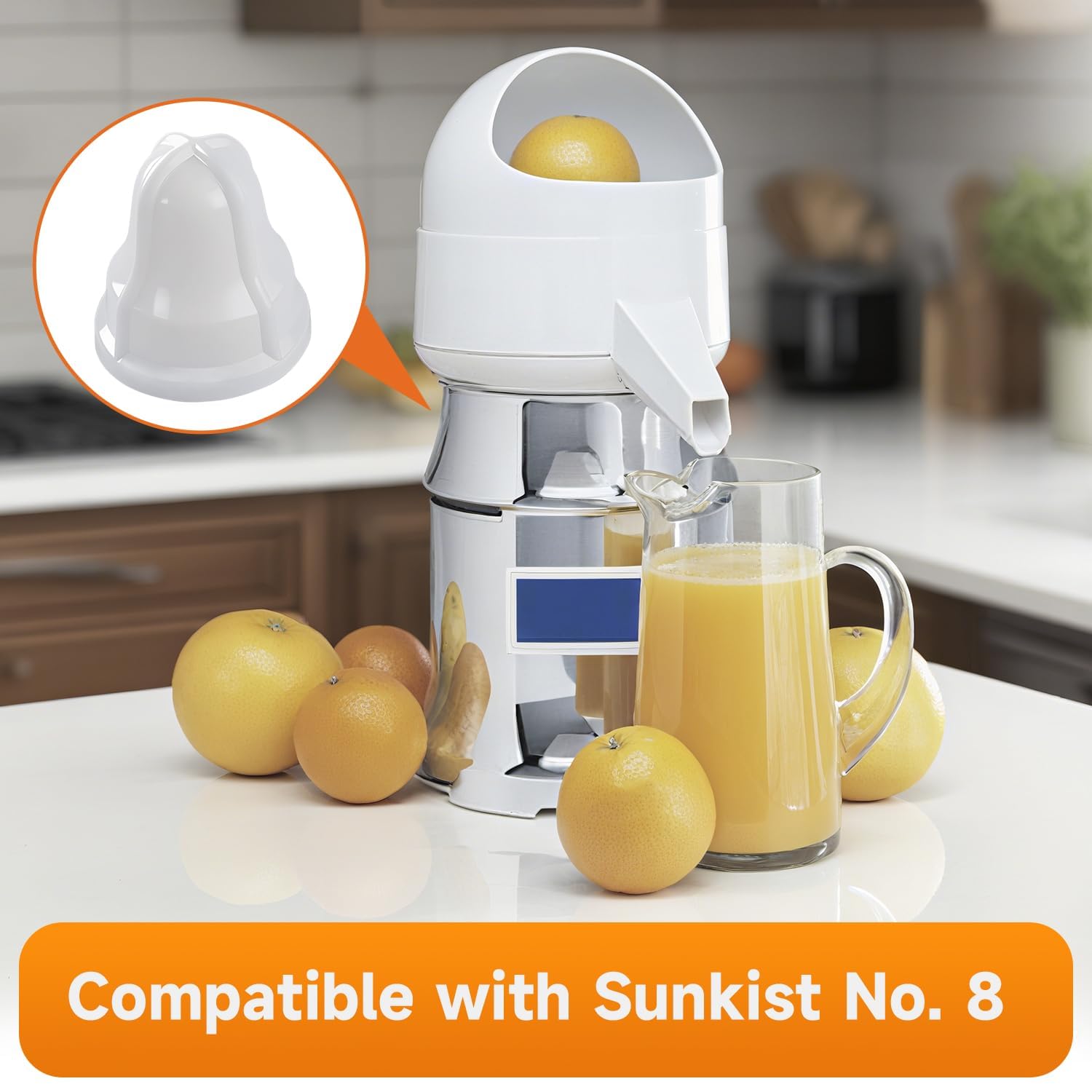LEYURISE Square Neck Extracting Bulb for Lemon/Lime Juicer White Compatible with Sunkist No. 8 Replace#:02AR 4