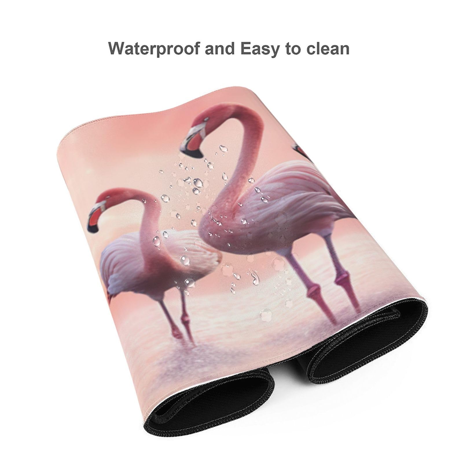 Famame Laptop Mouse Pad Flamingos Walking in Lake Desk Mat with Stitched Edges 31.5X 11.8 inch Non-Slip Large Keyboard Rubber Writing Table Mat for Office Home 6
